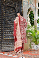 Load image into Gallery viewer, Printed Cotton Women Straight Kurta with Pant with Dupatta Set
