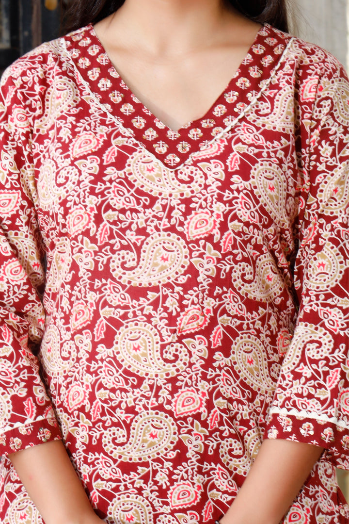 Printed Cotton Women Straight Kurta with Pant with Dupatta Set