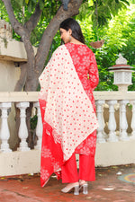 Load image into Gallery viewer, Printed Cotton Women Straight Kurta with Pant with Dupatta Set
