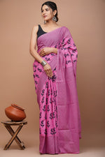 Load image into Gallery viewer, Mulmul Cotton Saree with Hand Block Print - Shivanya Handicrafts Women&#39;s Traditional Indian Wear
