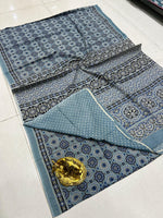 Load image into Gallery viewer, Ajrak Printed Cotton Mulmul Saree with Blouse Piece - Ethnic Indian Wear
