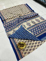 Load image into Gallery viewer, Ajrak Printed Cotton Mulmul Saree with Blouse Piece - Ethnic Indian Wear
